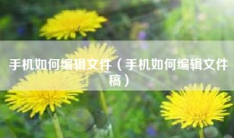 手机如何编辑文件（手机如何编辑文件稿）