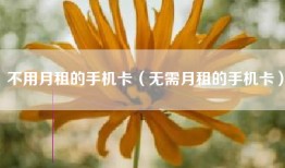 不用月租的手机卡（无需月租的手机卡）